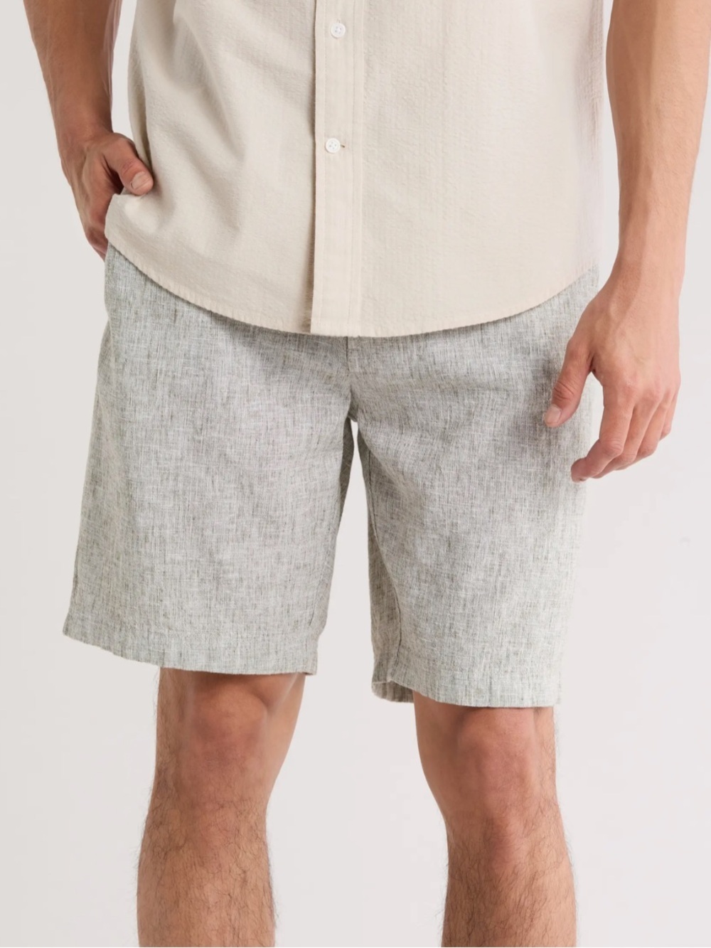 14th & Union Men’s Linen & Cotton 8” Shorts 30 Olive White